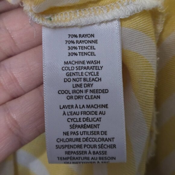 Beachlunchlounge Yellow & White Stripe Short Sleeve Button Down Blouse, XL - Picture 5 of 5